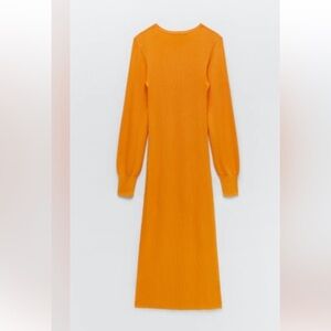 Zara Orange Knit Dress Size Small